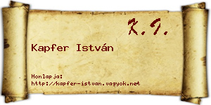 Kapfer István névjegykártya