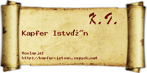 Kapfer István névjegykártya